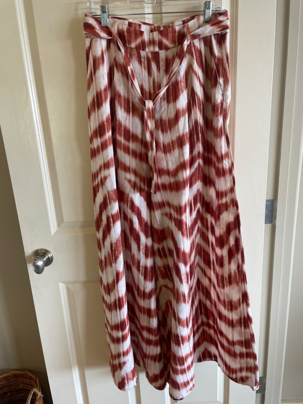 Banana Republic Rust and White Zebra Tie-Dye Palazzo Pants with Waist Tie